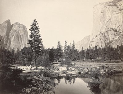 Giù nella Valle, Yosemite, Rocce della Cattedrale, El Capitan, Yosemite da Carleton E. Watkins